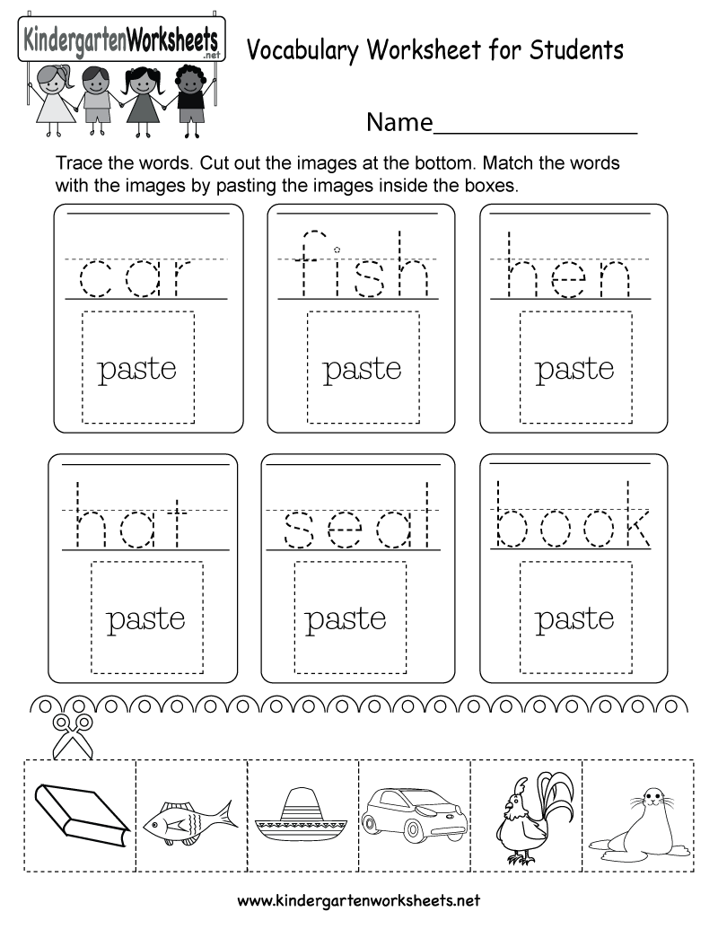 Vocabulary Worksheet For Students - Free Kindergarten