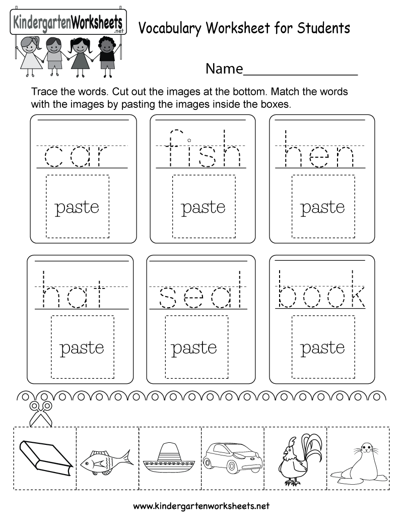 free printable vocabulary worksheets for kindergarten free printable