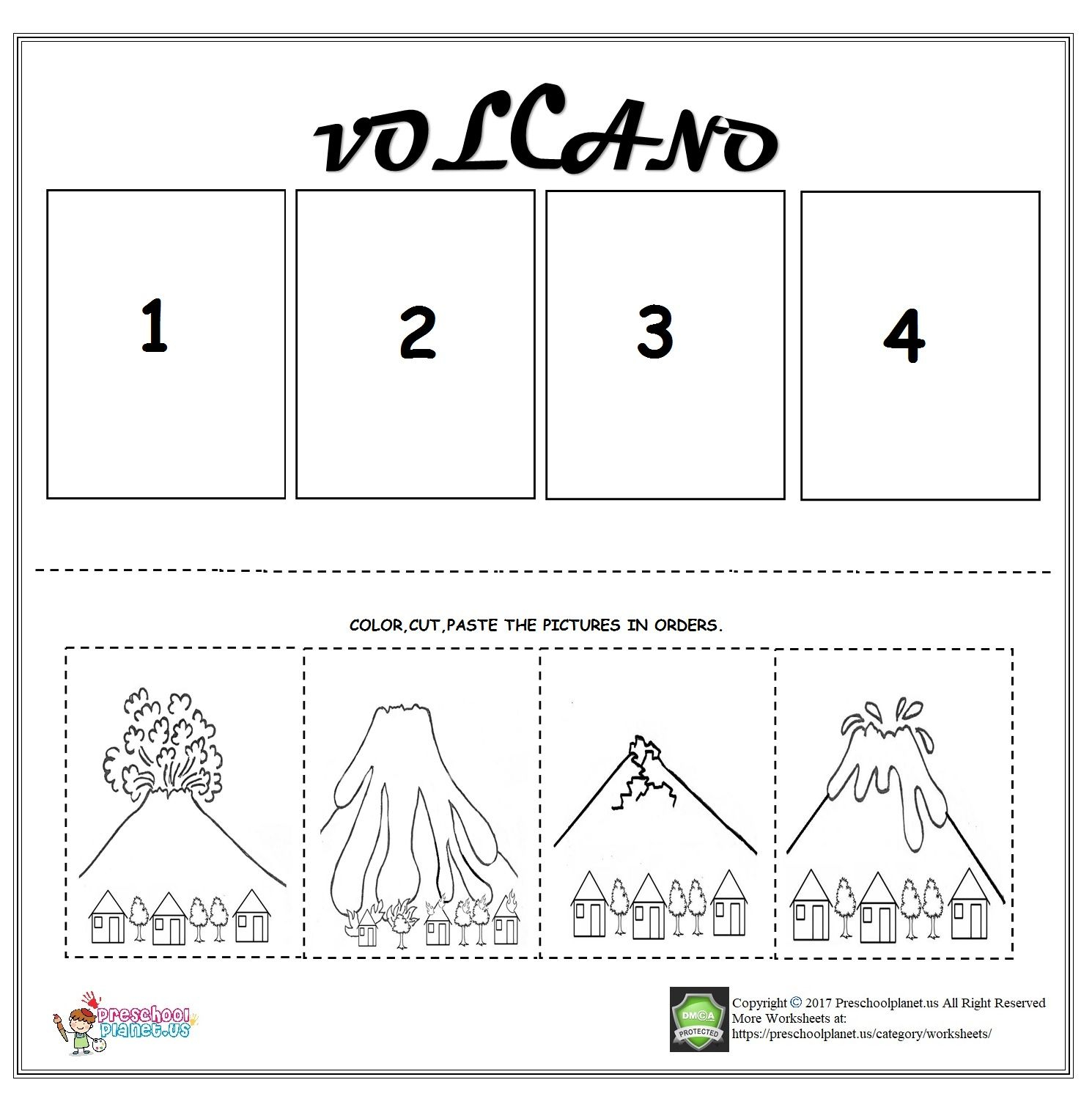 Volcano Sequencing Worksheet For Kids | Sequencing