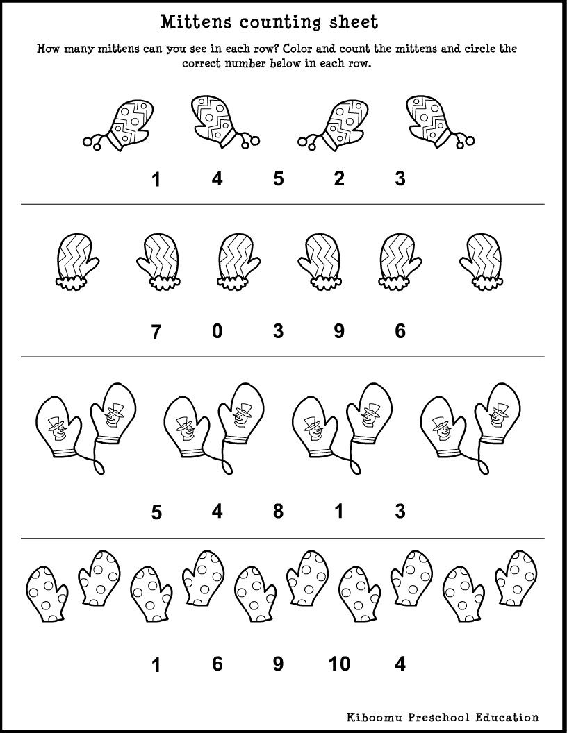 Winter Song And Preschool Math Worksheet From Kiboomu Kids