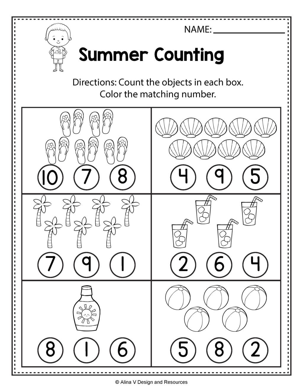 Worksheet ~ Countings For Preschool Summer Math And