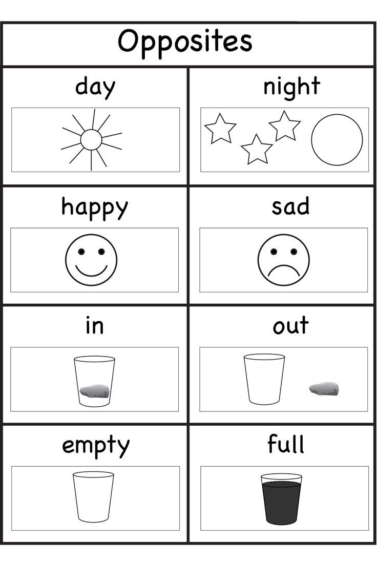 Worksheets For 4 Years Old Kids | Opposites Preschool