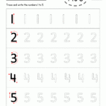 Writing Numbers Worksheets Write The Numbers 1 To 5
