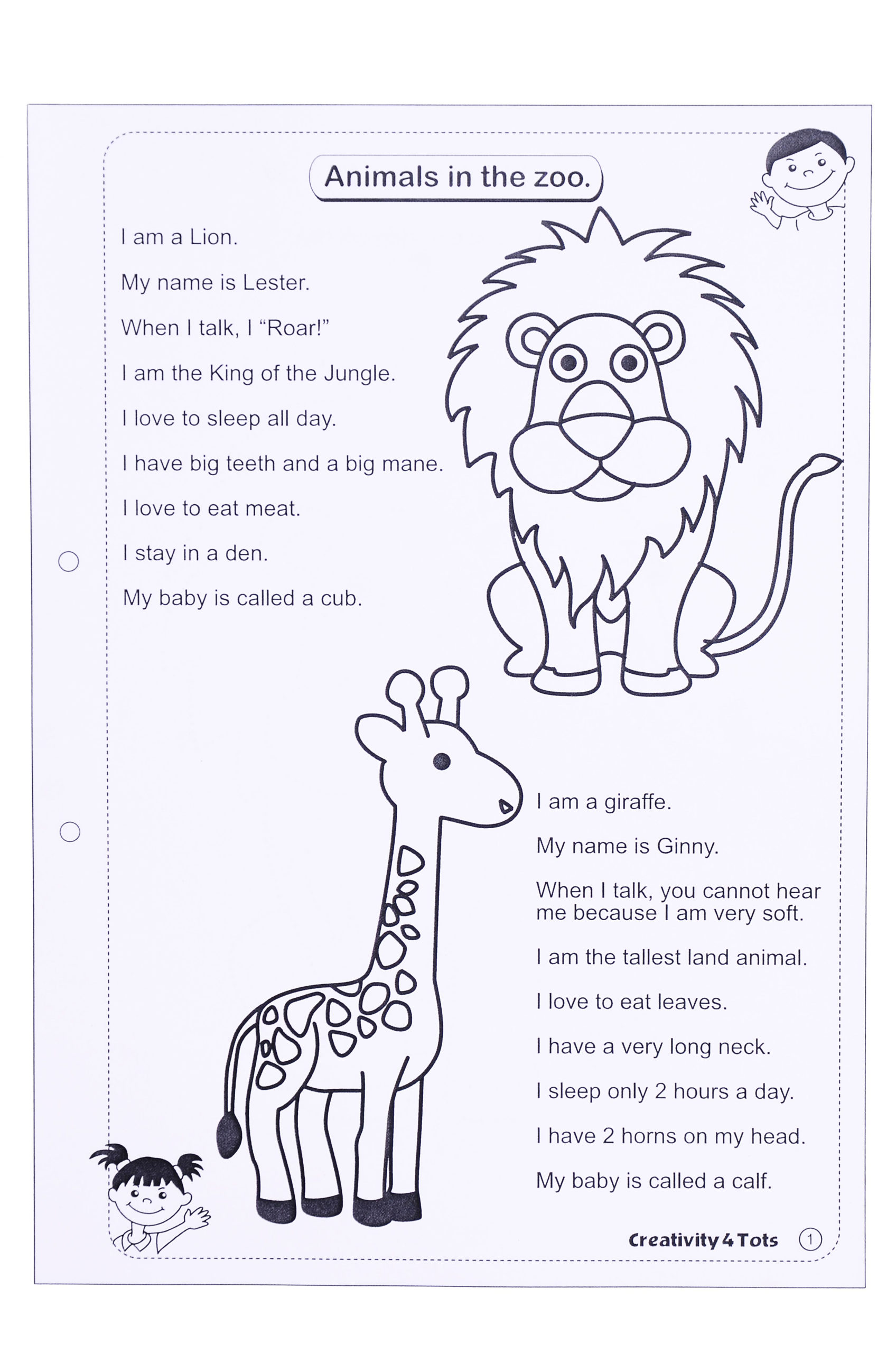 Zoo Animals Worksheet Free